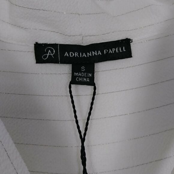 Adrianna Papell White & Silver Pinstriped Sleeveless Blouse - Picture 5 of 7